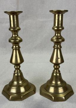 19th Century Brass Candlesticks