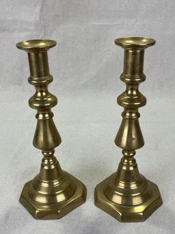 19th Century Brass Candlesticks