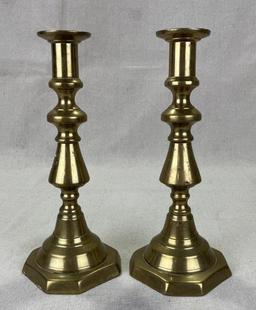 19th Century Brass Candlesticks