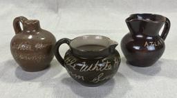 Group of Three W.J. Gordy Miniature Souvenir Pottery Pieces