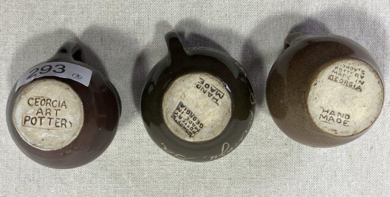Group of Three W.J. Gordy Miniature Souvenir Pottery Pieces