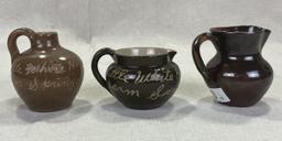 Group of Three W.J. Gordy Miniature Souvenir Pottery Pieces