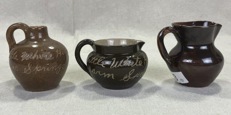 Group of Three W.J. Gordy Miniature Souvenir Pottery Pieces