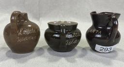 Group of Three W.J. Gordy Miniature Souvenir Pottery Pieces