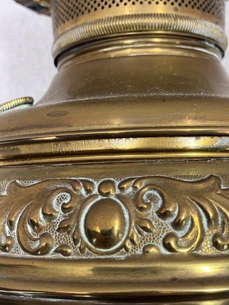 Antique Brass Oil Lamp with Ornate Base