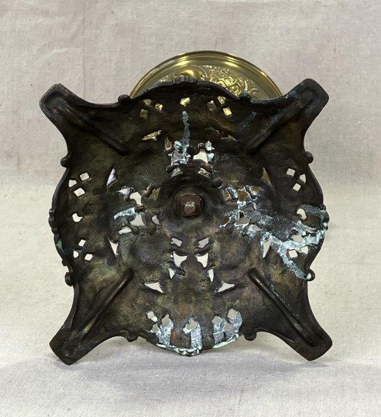 Antique Brass Oil Lamp with Ornate Base