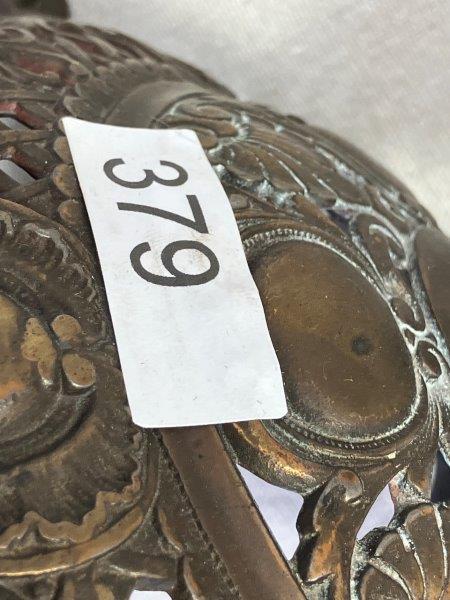 Antique Brass Oil Lamp with Ornate Base