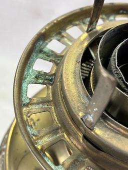 Antique Brass Oil Lamp with Ornate Base