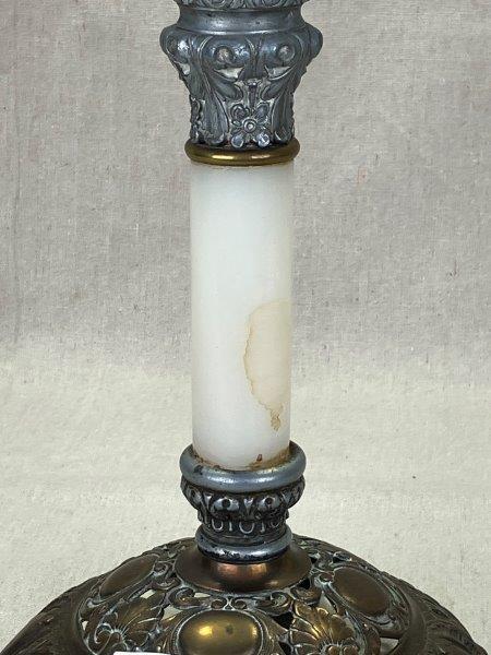 Antique Brass Oil Lamp with Ornate Base