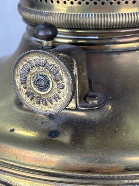 Antique Brass Oil Lamp with Ornate Base