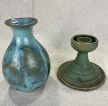Shearwater Pottery Vase and Candlestick