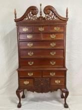 Carved Mahogany Chippendale Style Highboy Chest