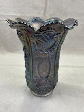 Imperial Purple Carnival Glass â€œPeacock and Scrollâ€? Vase