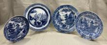 Four Pieces of 19th Century English Blue Willow Transferware