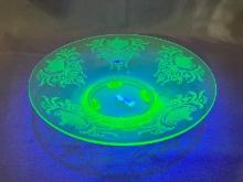 Uranium Depression Glass Footed Centerpiece Bowl