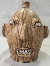 Marvin Bailey Face Jug with Rock Eyes and Teeth
