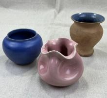 Group of Three Miniature W.J. Gordy Vases