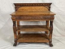 R.J. Horner Carved Oak Server with Griffin Motifs