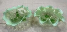 Green Opalescent Carnival Glass Bowls