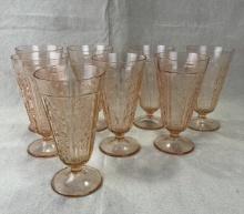 Eight Mayfair Pink Depression Glass Tumblers