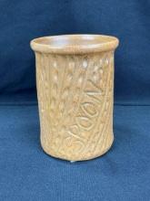 W.J. Gordy Decorated Mountain Gold Glaze Spooner
