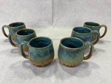 Set of Six W.J. "Bill" Gordy Art Pottery Mugs