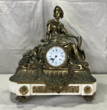 E. De. Labroue Parisian Gilt Bronze Figurative Mantel Clock