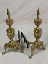 Georgian Brass Andirons with Urn Finials