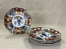 Set of Four Imari Plates with Gilt Decoration