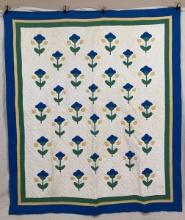 Appliqué Quilt with Stylized Floral Design