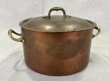 Copper Cooking Pot with Brass Handles