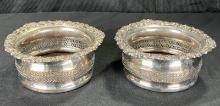 Pair of Silverplate Wine Coasters with English Hallmarks