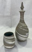 W.J. "Bill" Gordy Swirl Glazed Decanter and Tumbler