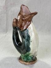 English Majolica Pitcher with Fish Motif