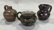 Group of Three W.J. Gordy Miniature Souvenir Pottery Pieces
