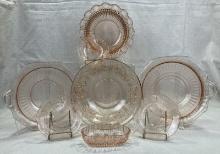 Pink Depression Pressed Glassware Grouping