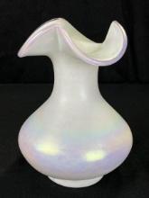 Pearlescent White Glass Vase