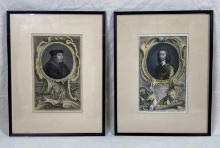 Pair of 18th Century English Hand-Colored Etchings