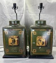Pair of Tole Tea Canister Lamps