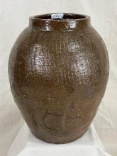 Large Asian Alkaline Glaze Stoneware Storage Jar