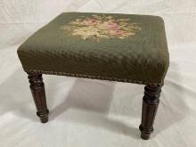 Antique Needlepoint Footstool