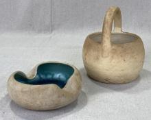 W.J. Gordy Art Pottery Basket and Ashtray