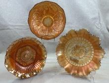 Group of Three Carnival Glass Bowls
