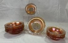 Group of Twelve Normandie Marigold Carnival Glass Bowls