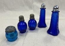 Assorted Blue Depression Glass Salt and Pepper Shakers