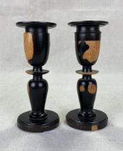 Finely Turned Mahogany Candlesticks