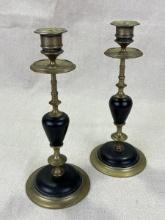 Brass and Stone Candlesticks