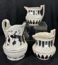 Group of Three English Lusterware Pitchers