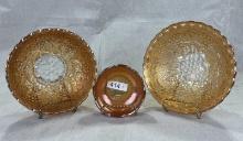 Three Carnival Glass Bowls