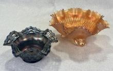 Two Fenton Carnival Glass Ruffled Bowls